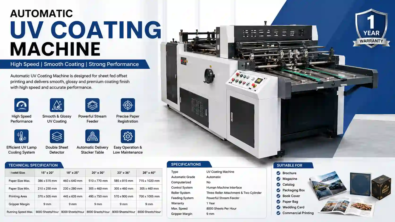 Automatic UV Coating Machine for Sheet Fed Offset Printing